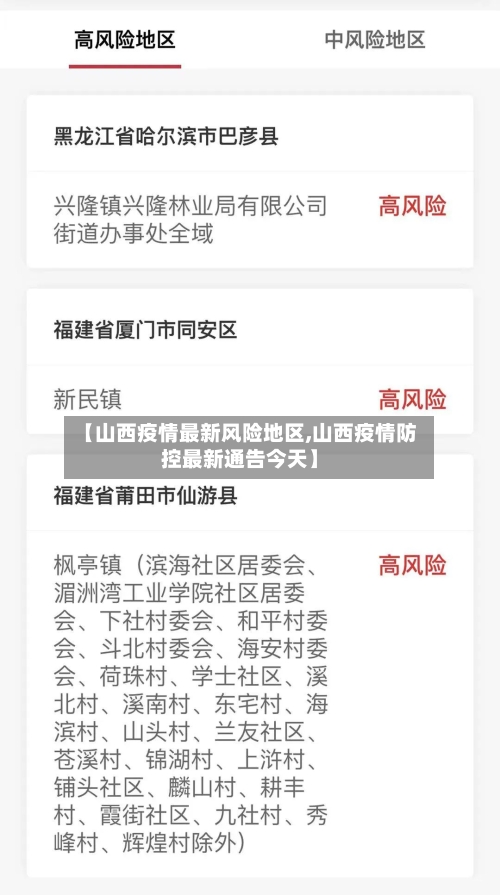 【山西疫情最新风险地区,山西疫情防控最新通告今天】